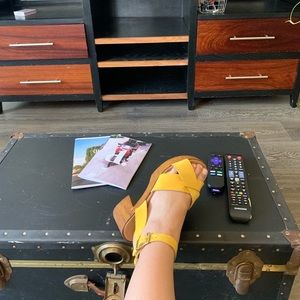 topshop yellow clog sandals